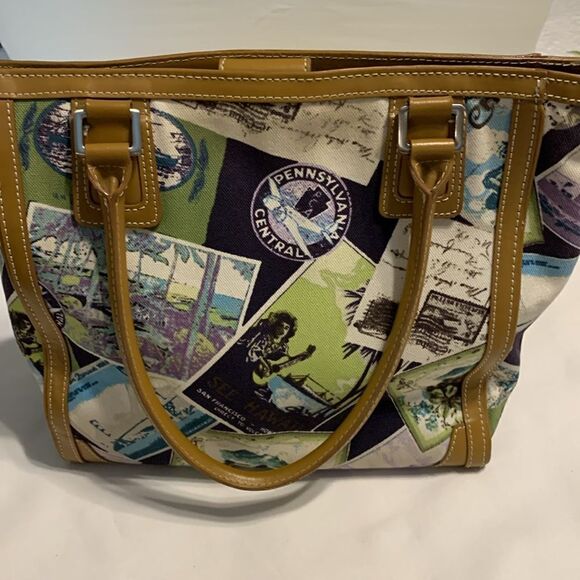 Talbots large stamp print satchel/travel tote/purse - Picture 1 of 13